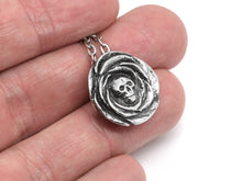 Rose Skull Necklace, Floral Memento Mori Pendant