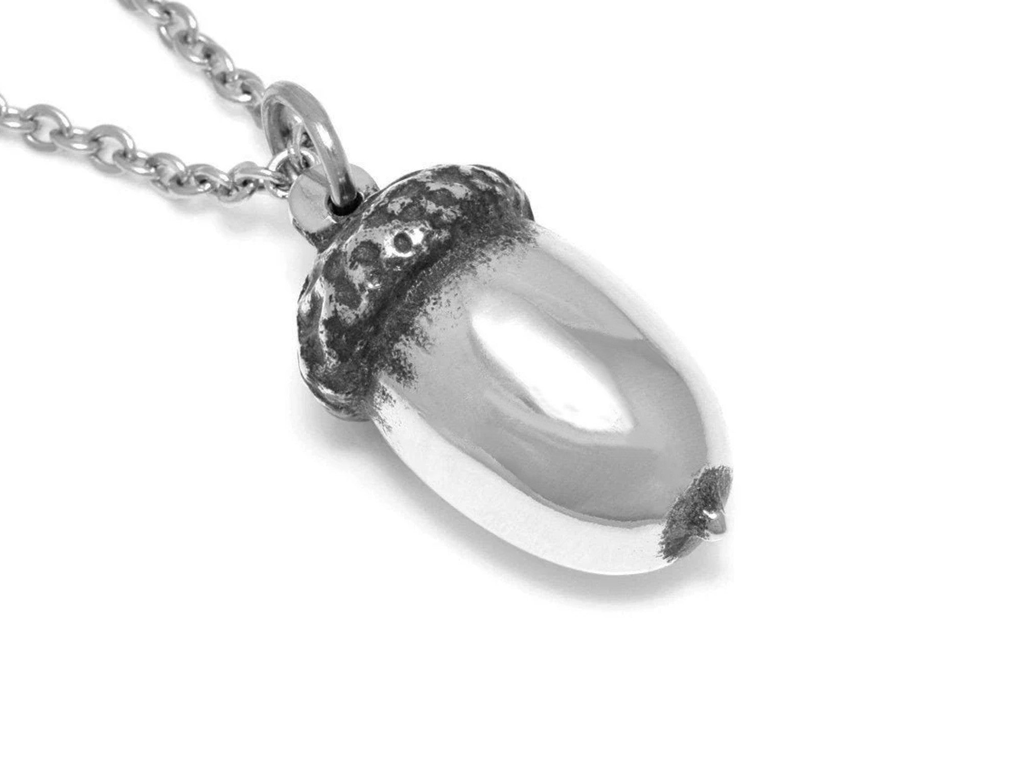 Acorn Necklace, Oak Jewelry in Pewter