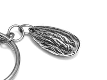 Almond Keychain, Nut Nature Keyring in Pewter