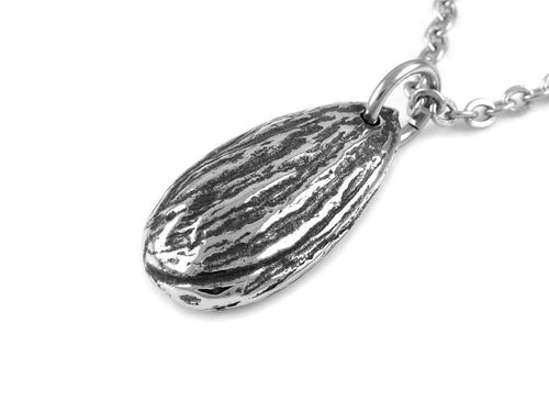 Almond Necklace, Nut Nature Jewelry in Pewter