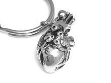 Anatomical Heart Keychain, Anatomy Keyring in Pewter