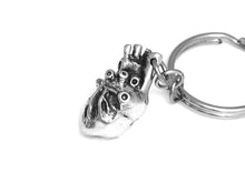 Anatomical Heart Keychain, Anatomy Keyring in Pewter