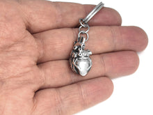 Anatomical Heart Keychain, Anatomy Keyring in Pewter