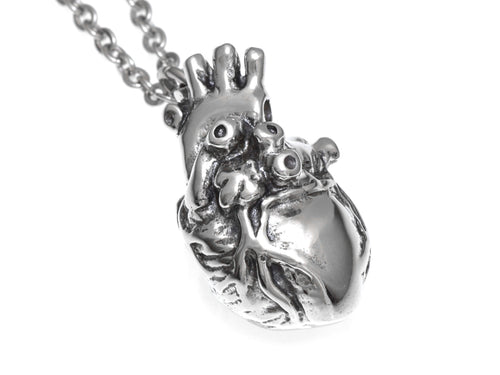 Veiny Anatomical Heart Necklace, Handmade Anatomy Jewelry