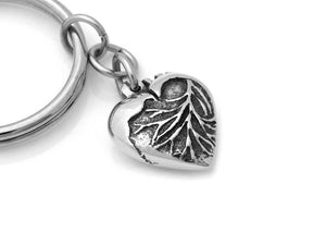 Anatomical Heart in Shape of a Traditional Keychain in Pewter