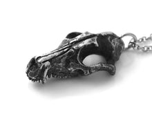 Antiqued Fox Skull Necklace, Oxidized Animal Skeleton Jewelry in Pewter