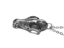 Antiqued Fox Skull Necklace, Oxidized Animal Skeleton Jewelry in Pewter