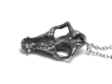 Antiqued Fox Skull Necklace, Oxidized Animal Skeleton Jewelry in Pewter