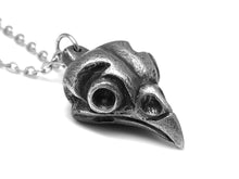 Antiqued Owl Skull Necklace, Nocturnal Bird Jewelry in Oxidized Pewter