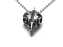 Antiqued Owl Skull Necklace, Nocturnal Bird Jewelry in Oxidized Pewter