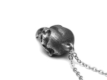 Antiqued Owl Skull Necklace, Nocturnal Bird Jewelry in Oxidized Pewter