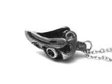 Antiqued Owl Skull Necklace, Nocturnal Bird Jewelry in Oxidized Pewter