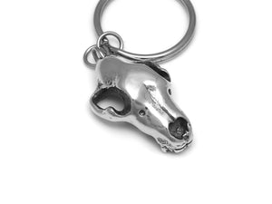 Bear Skull Keychain, Animal Skeleton Keyring in Pewter