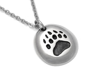 Bear Track Necklace, Animal Footprint Jewelry in Pewter