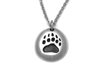 Bear Track Necklace, Animal Footprint Jewelry in Pewter