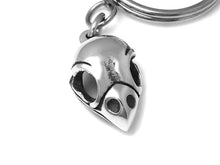 Bullfinch Skull Keychain, Bird Skeleton Keyring in Pewter