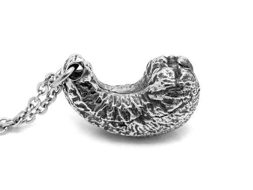 Cashew Necklace, Nature Nut Jewelry in Pewter