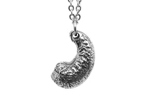 Cashew Necklace, Nature Nut Jewelry in Pewter