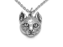 Cat Head Necklace, Animal Face Jewelry in Pewter