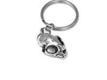 Cat Skull Keychain, Animal Skeleton Keyring in Pewter