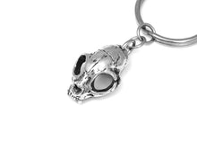 Cat Skull Keychain, Animal Skeleton Keyring in Pewter