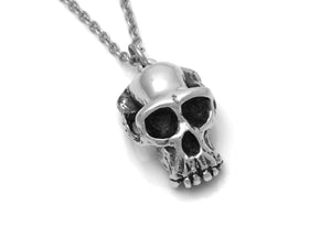 Chimpanzee Skull Necklace, Ape Jewelry in Pewter