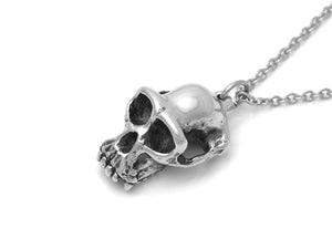 Chimpanzee Skull Necklace, Ape Jewelry in Pewter