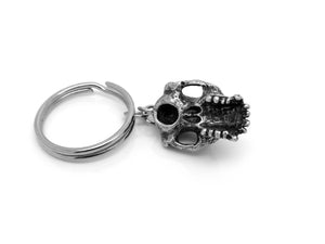 Chimpanzee Skull Keychain, Ape Keyring in Pewter