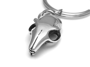 Chipmunk Skull Keychain, Rodent Cranium Keyring in Pewter