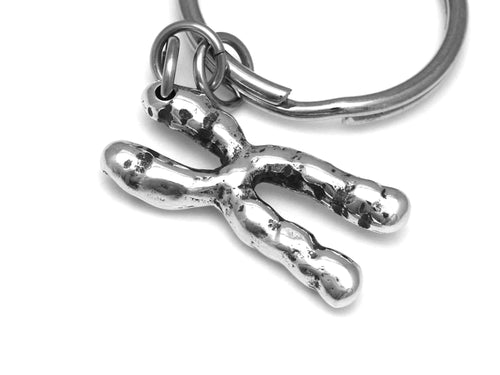 X Chromosome Keychain, Biology Keyring in Pewter