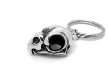 Cockatiel Skull Keychain, Parrot Keyring in Pewter