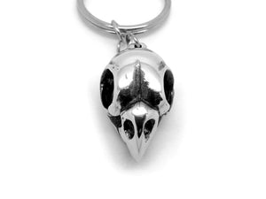 Cockatiel Skull Keychain, Parrot Keyring in Pewter