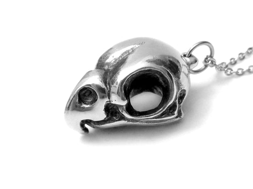 Cockatiel Skull Necklace, Bird Jewelry in Pewter