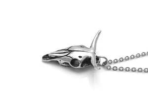 Cow Skull Necklace, Animal Jewelry in Pewter