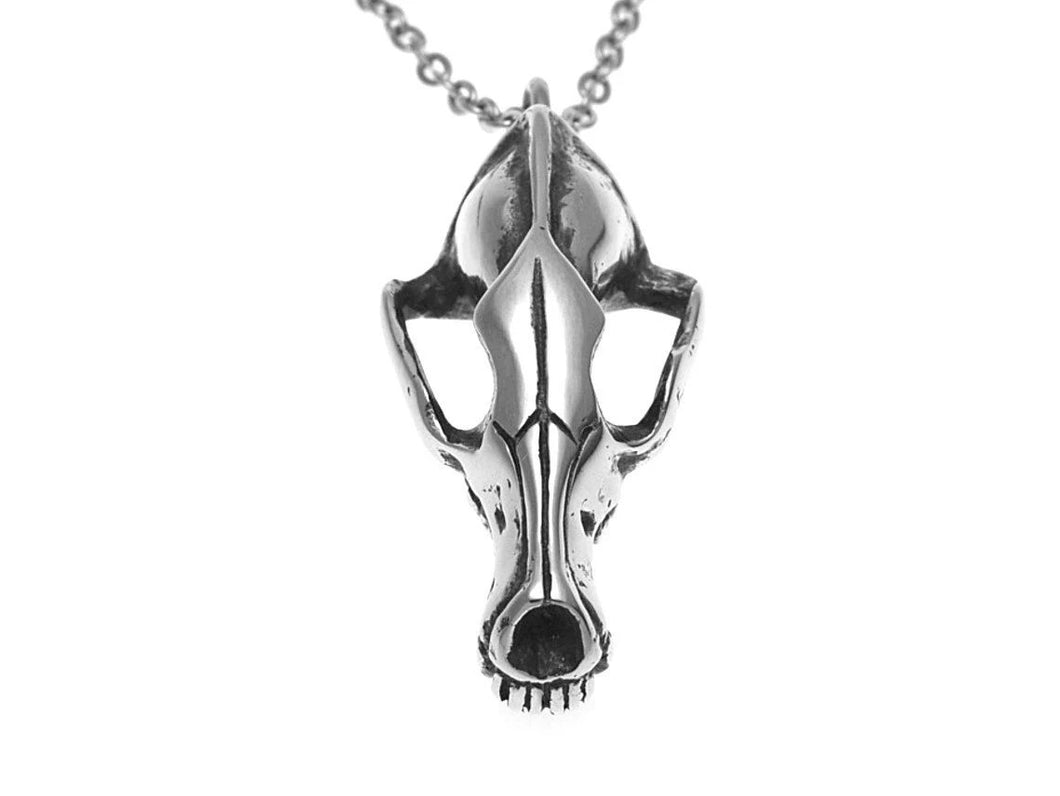Coyote Skull Necklace, Animal Jewelry in Pewter