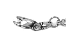 Crab Claw Necklace, Ocean Animal Jewelry in Pewter