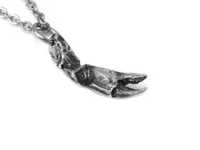 Crab Claw Necklace, Ocean Animal Jewelry in Pewter