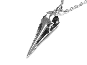 Crane Skull Necklace, Ornithology Bird Jewelry in Pewter