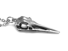 Crane Skull Necklace, Ornithology Bird Jewelry in Pewter