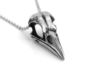 Crow Skull Necklace, Bird Jewelry