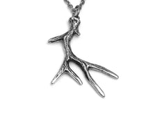 Deer Antler Necklace, Animal Horn Jewelry in Pewter