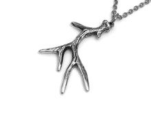 Deer Antler Necklace, Animal Horn Jewelry in Pewter