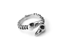 Double Raven Bird Skull Ring, Bird Jewelry in Pewter