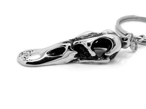 Duck Skull Keychain, Skeleton Keyring in Pewter