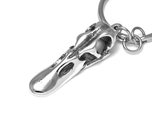 Duck Skull Keychain, Skeleton Keyring in Pewter