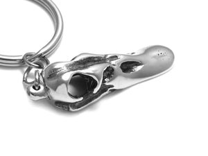 Duck Skull Keychain, Skeleton Keyring in Pewter