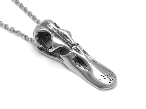 Duck Skull Necklace, Bird Jewelry in Pewter
