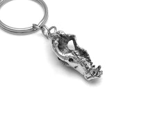 Fox Skull Keychain, Animal Skeleton Keyring in Pewter