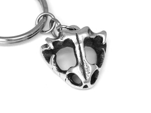 Frog Skull Keychain, Animal Skeleton Keyring in Pewter