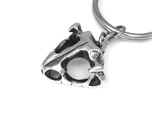 Frog Skull Keychain, Animal Skeleton Keyring in Pewter